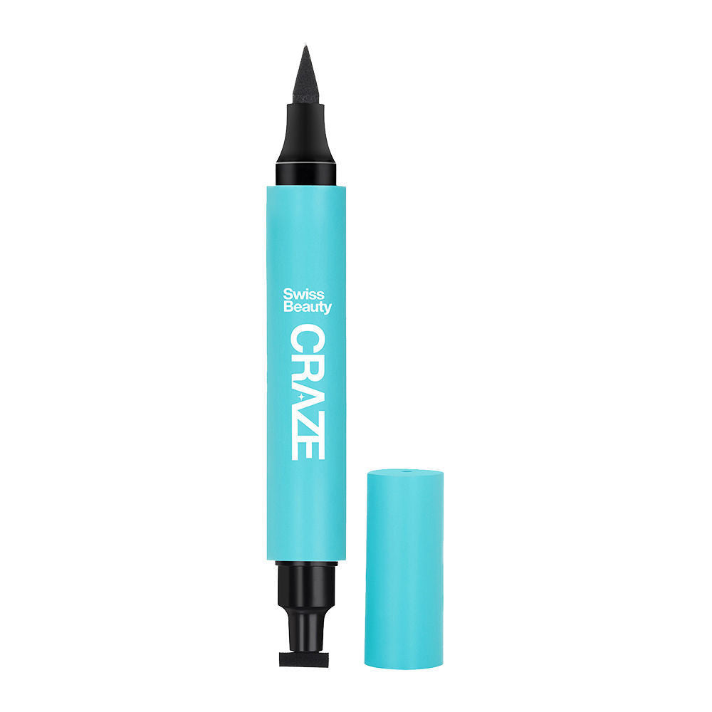 CRAZE Eyeliner and Stamp Duo Wing Eyeliner Stamp and Pen Waterproof Formula - Black