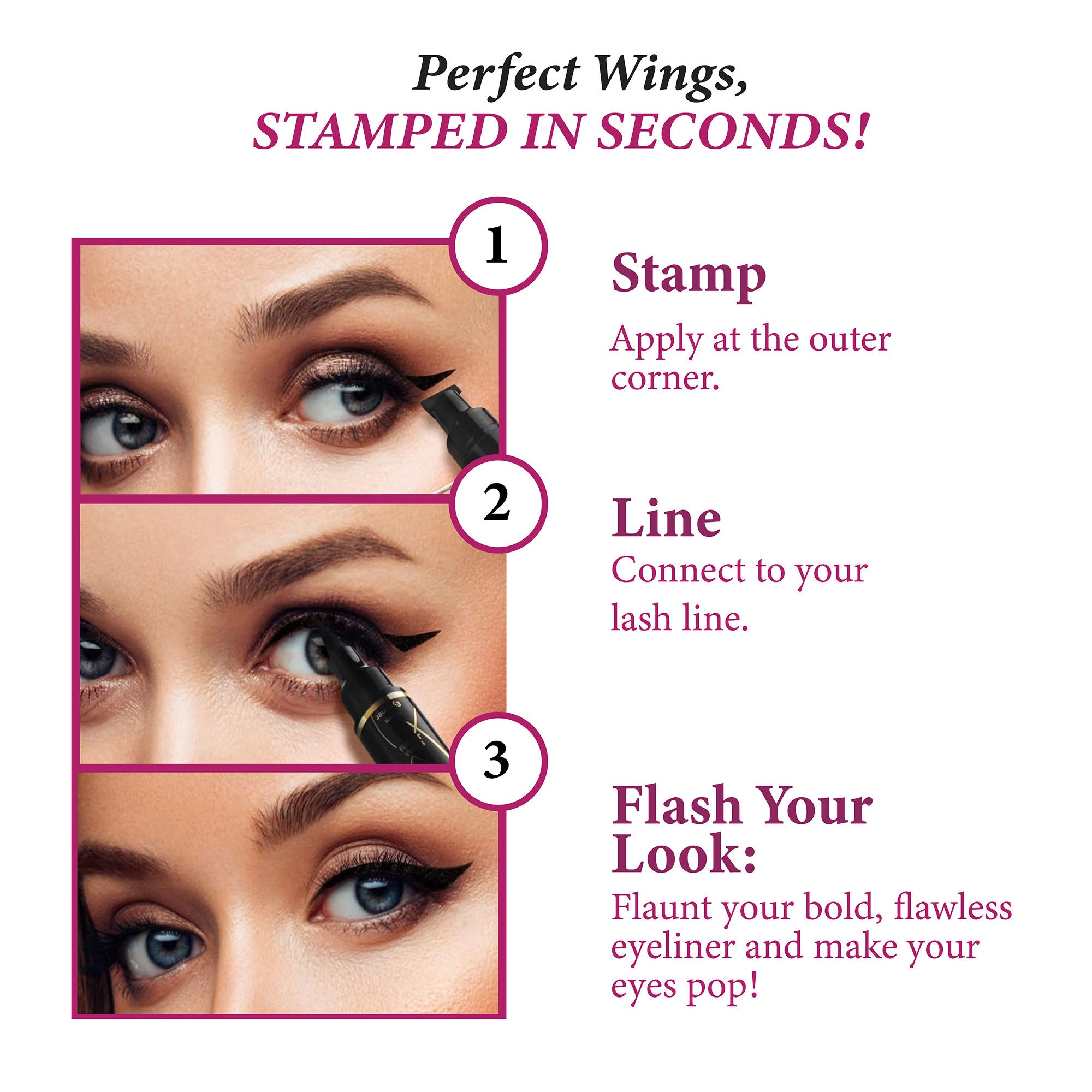Wing In A Wink Eyeliner With Stamp, Waterproof Smudge Proof Eye Liner Liquid Pen