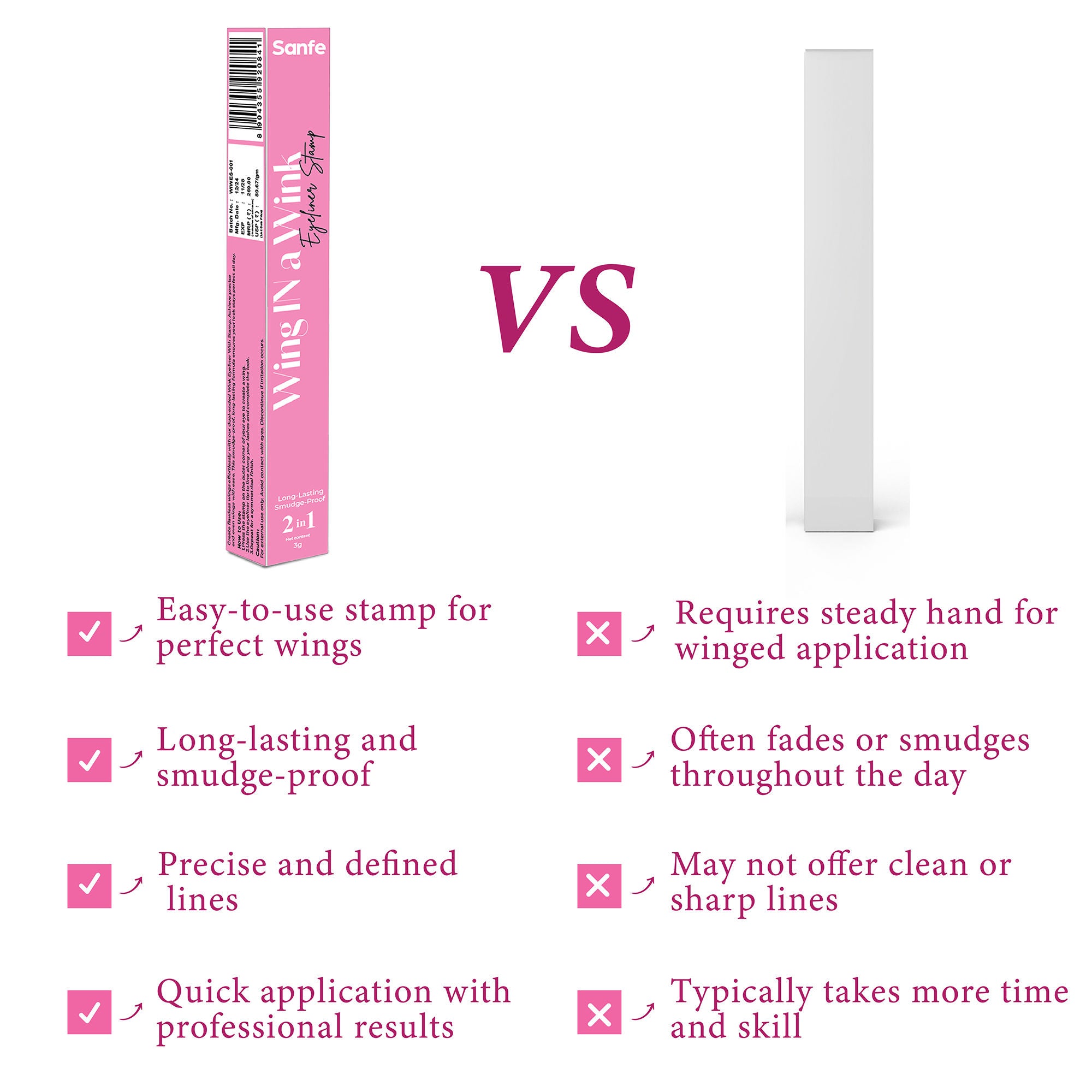 Wing In A Wink Eyeliner With Stamp, Waterproof Smudge Proof Eye Liner Liquid Pen