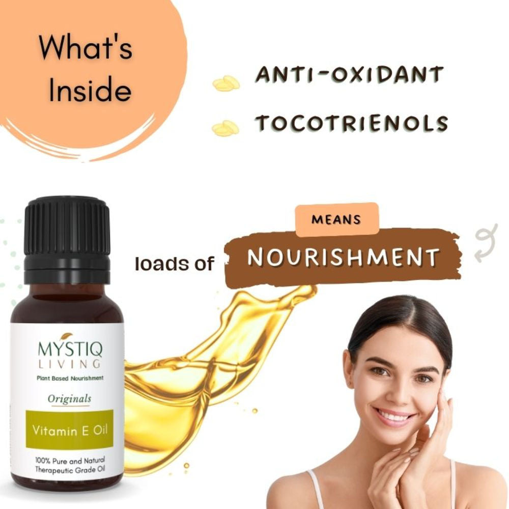 Natural Vitamin E Oil For Hair, Skin & Face Oil Glowing And Hydrated Skin