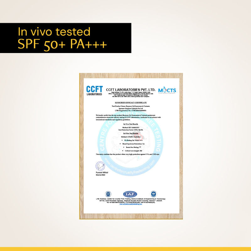 Gel Sunscreen SPF 50+ PA+++, No White Cast, Lightweight, Non-Greasy - In - Vivo Tested