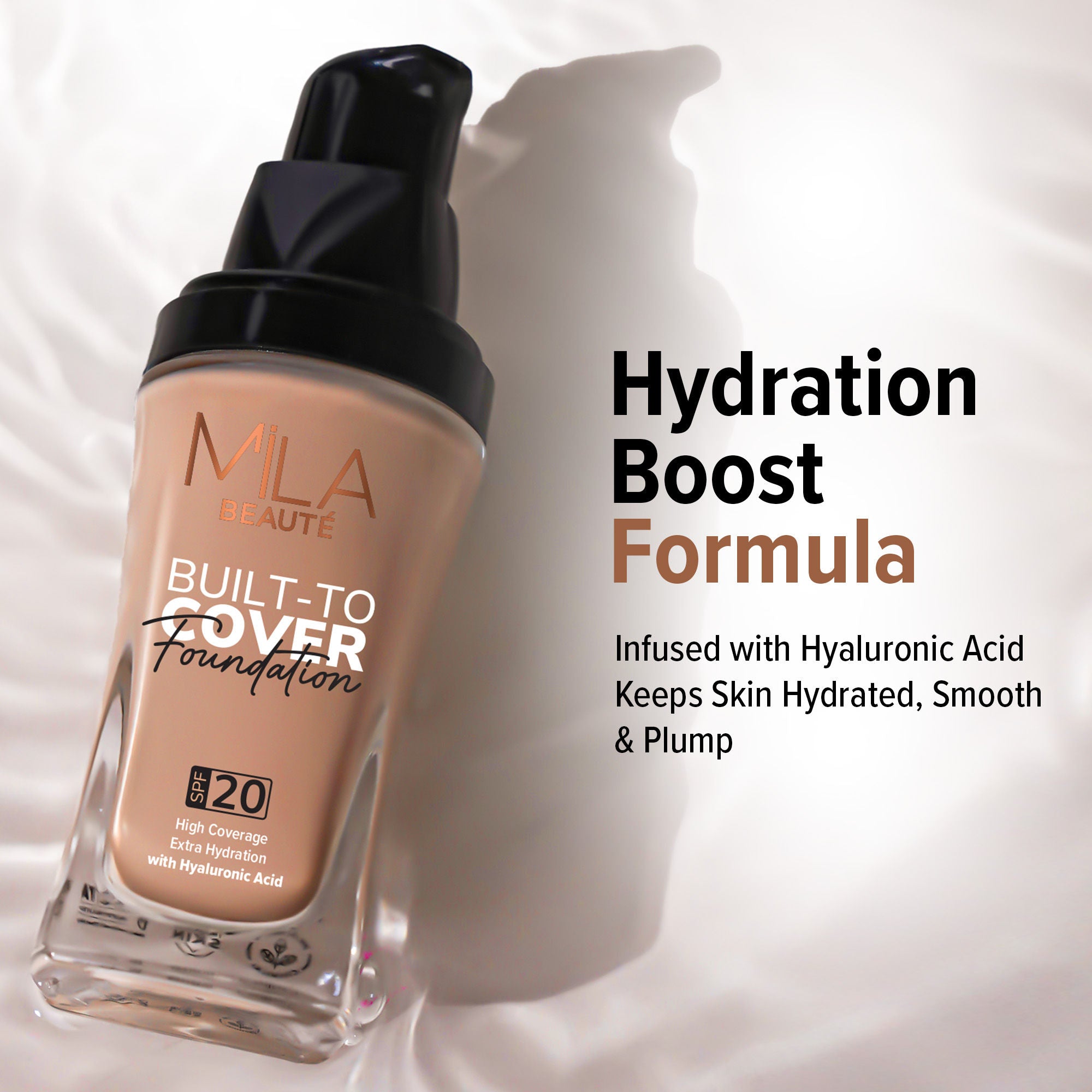 Built To Cover Liquid Foundation With SPF 20 & Hyaluronic Acid