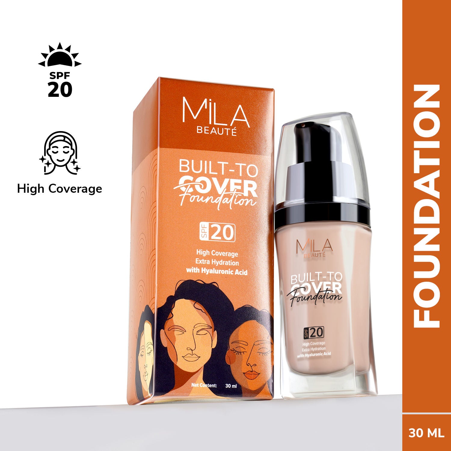 Built To Cover Liquid Foundation With SPF 20 & Hyaluronic Acid - L02 Pink Ivory