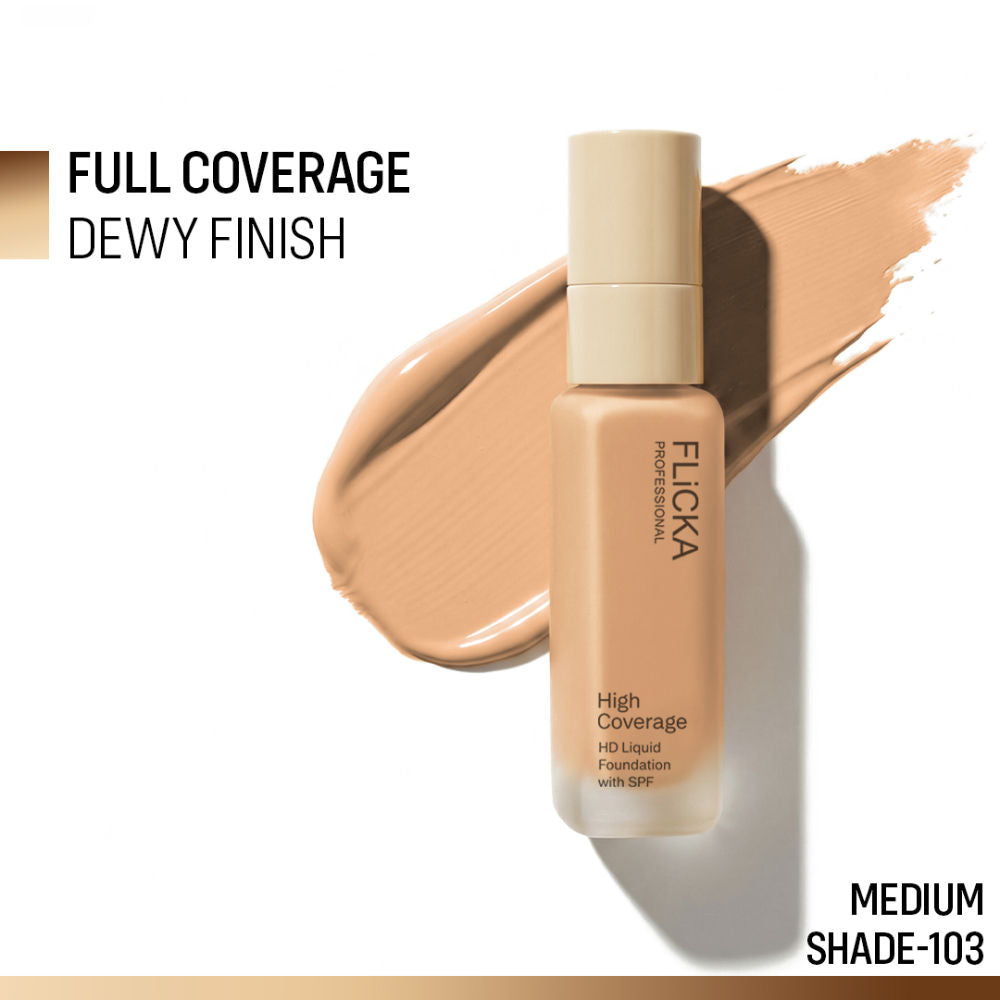 Pro HD Liquid Foundation High Coverage Dewy Finish SPF 16Hr Long Wear - 103 Medium