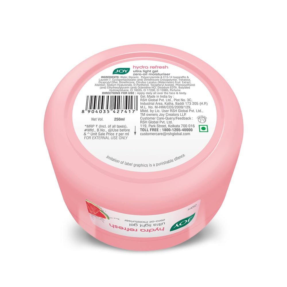 Hydra Refresh Ultra Light Face Moisturizer Gel with Watermelon - Oil Free Moisturizer