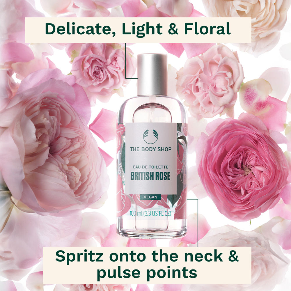 British Rose Eau De Toilette, Long-Lasting Floral Fragrance, 91% Natural