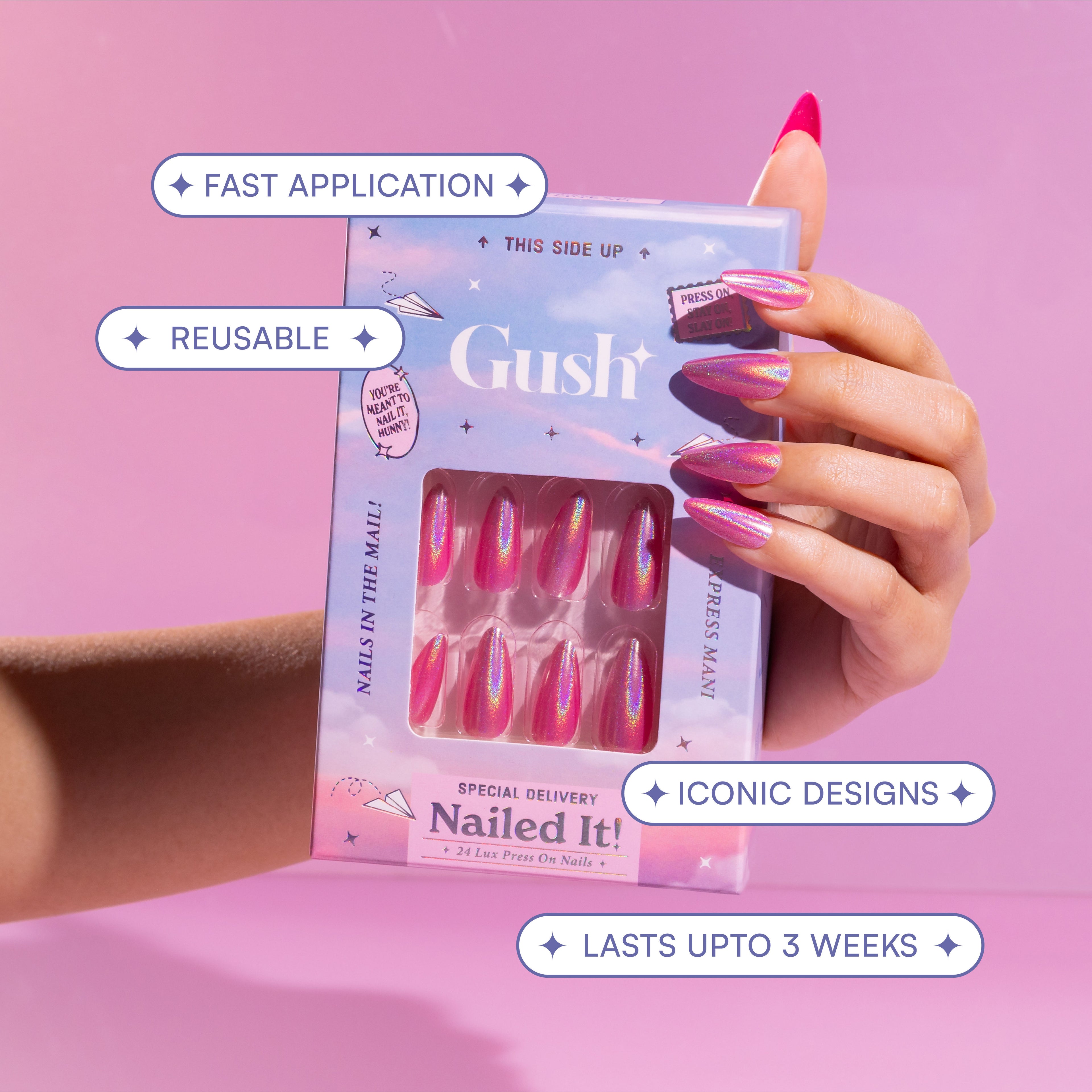 Nailed It Reusable Luxury Press On Nails (Medium To Long Almond)
