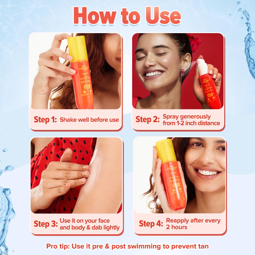 Detan+ Dewy Sunscreen Spray Spf 50+ Pa++++ Oxybenzone Free For All Skin Types