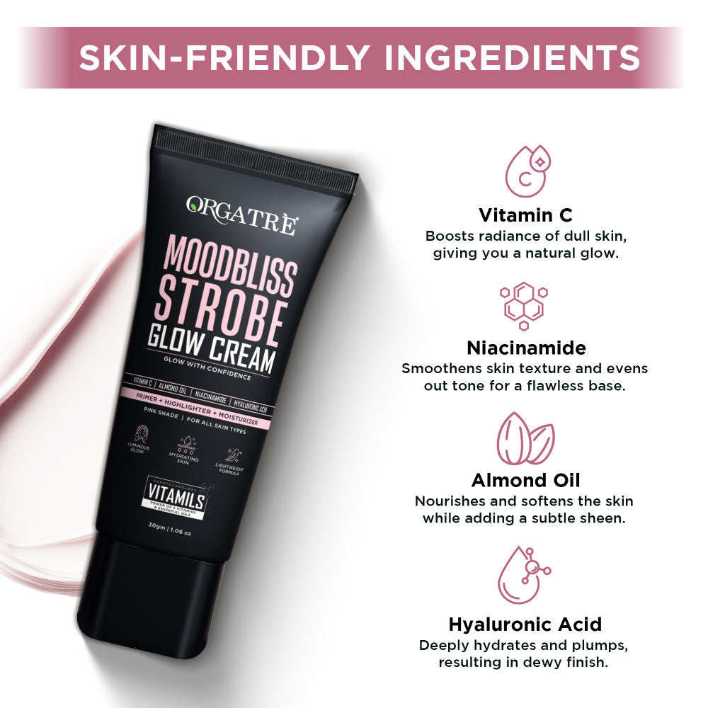 Strobe Cream Pink - Instant Glow Highlighter, Primer & Moisturizer Makeup Finish Highlighter