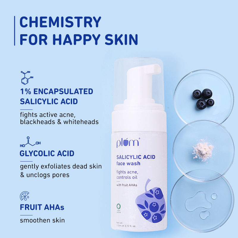 Salicylic Acid Foaming Face Wash - Fights Active Acne & Controls Oil For Smooth Skin