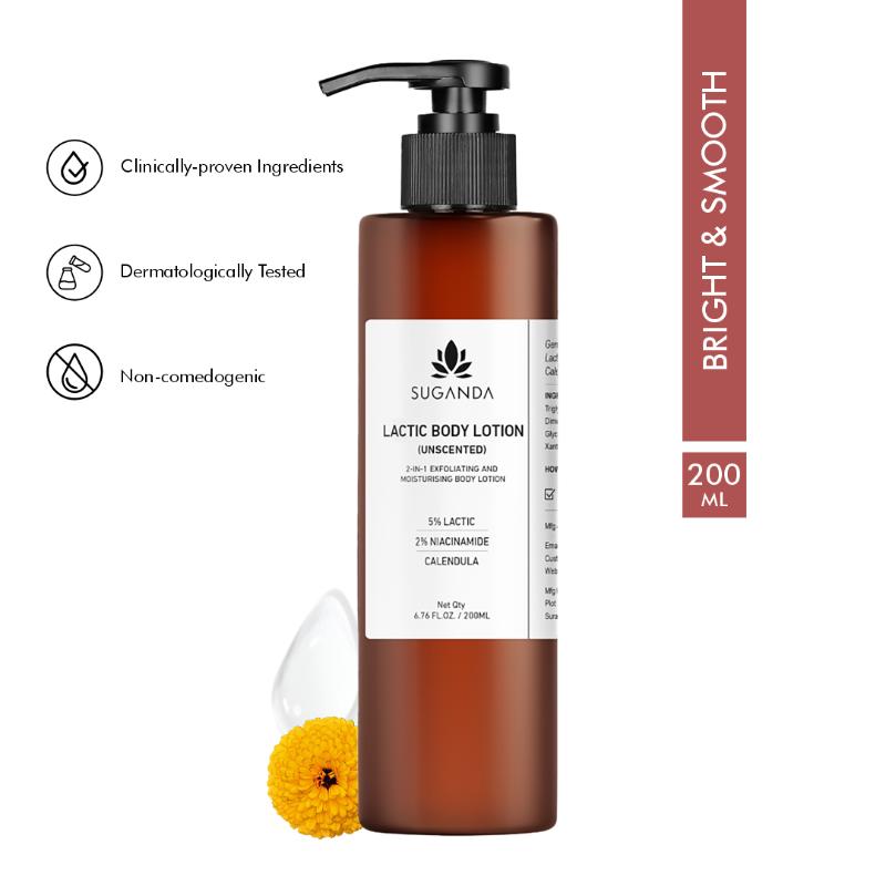 Lactic Body Lotion with 5% LA,Improves Skin Texture + Reduce Strawberry Legs (Unscented)