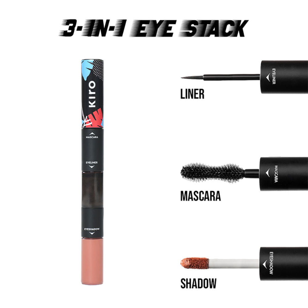3 In 1 Eye Stack - Eyeshadow + Eyeliner + Mascara - 01 Bare Peach Matte Trio