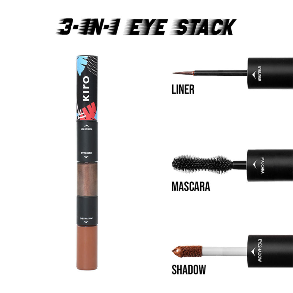 3 In 1 Eye Stack - Eyeshadow + Eyeliner + Mascara - 02 Nutty Brown Matte Metallic Trio