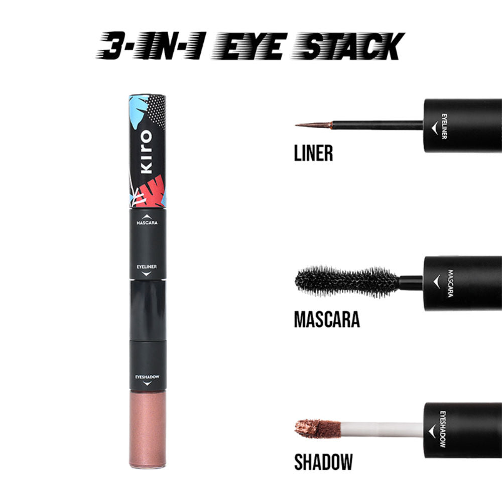 3 In 1 Eye Stack - Eyeshadow + Eyeliner + Mascara - 03 Copper Pink Metallic Matte Trio