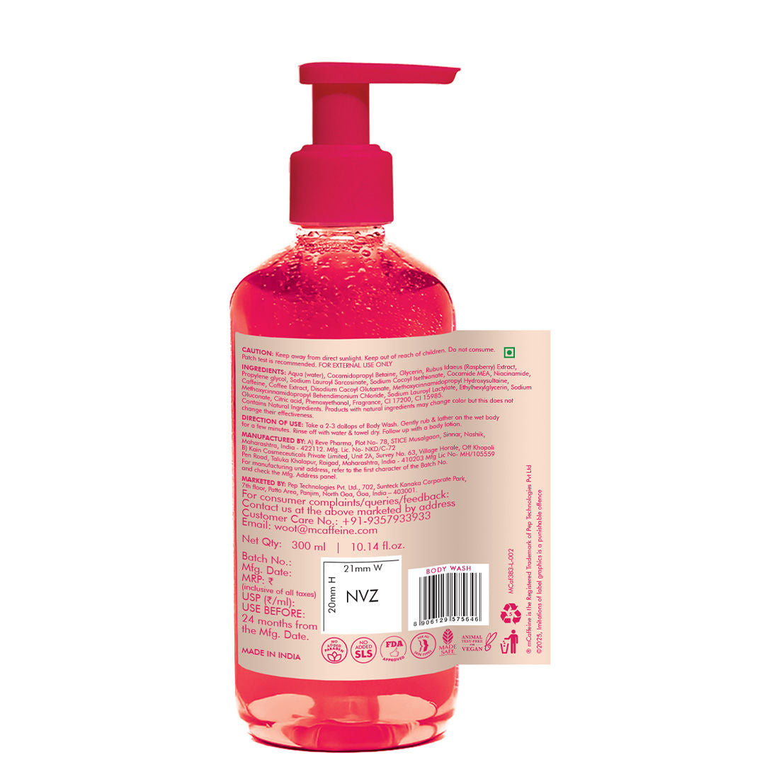 Brightening Body Wash 5% Niacinamide & Raspberry Boosts Glow, 5% Glycerine Softens Skin