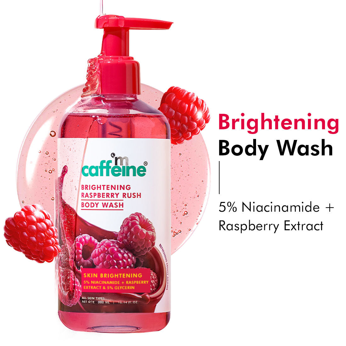 Brightening Body Wash 5% Niacinamide & Raspberry Boosts Glow, 5% Glycerine Softens Skin