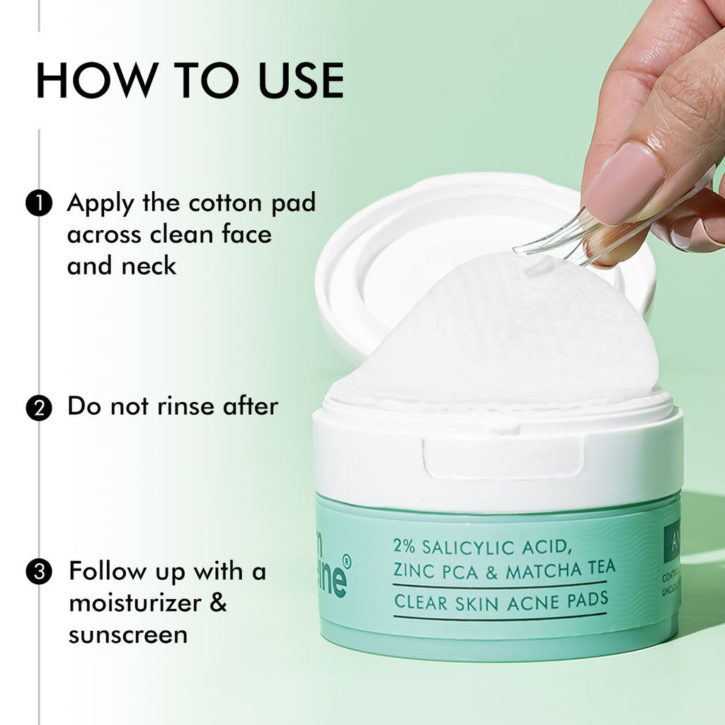 2% Salicylic Acid & Zinc Anti-Acne Pads For Clear Skin Serum Pads With Matcha Tea