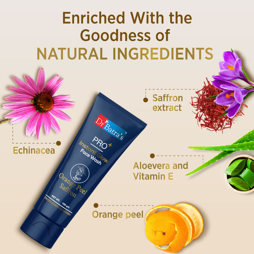 Dr Batra's® PRO+ Instant Glow Face Wash. Rejuvenates Skin.Protects Against Impurities,Natural Glow