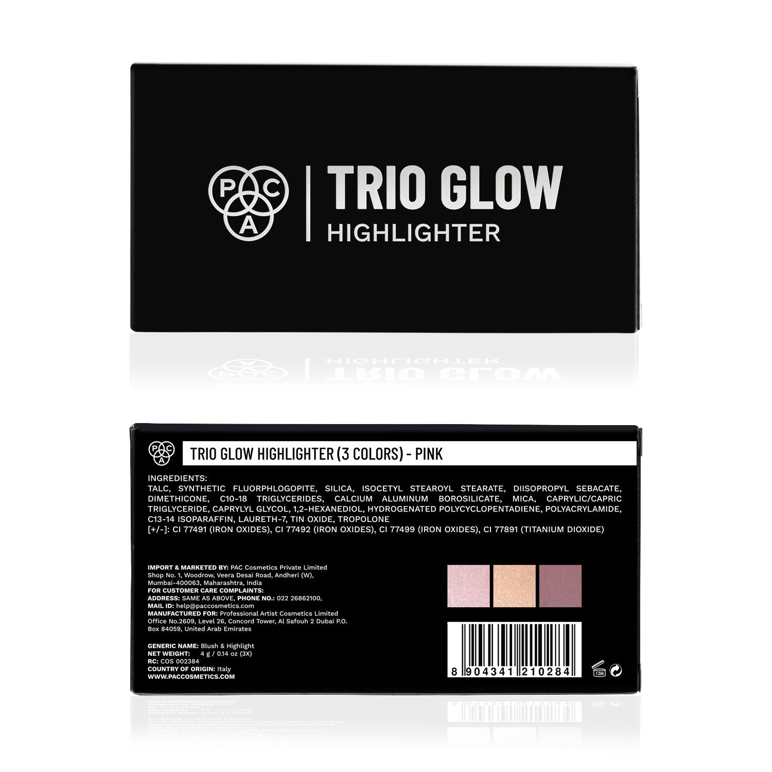 Trio Glow Highlighter X3 Pink - Ultra Blinding Finish, Silky Smooth Texture, Blends Seamlessly