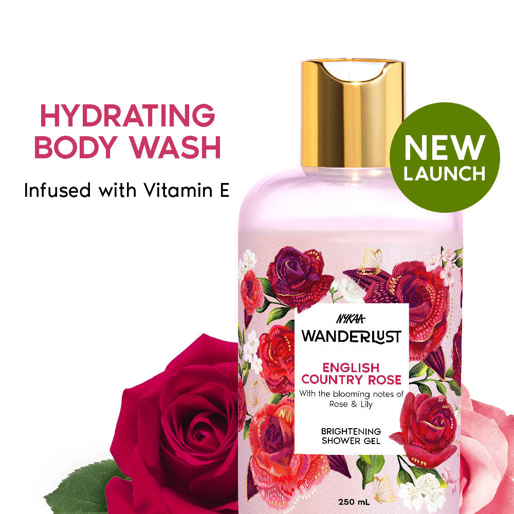 Nykaa Wanderlust Japanese Cherry Blossom Hydrating Shower Gel With Red Berry & Orchid - English Country Rose