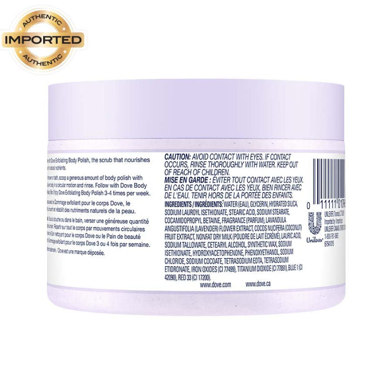 Exfoliating Body Polish Scrub With Crushed Lavender And Coconut Milk