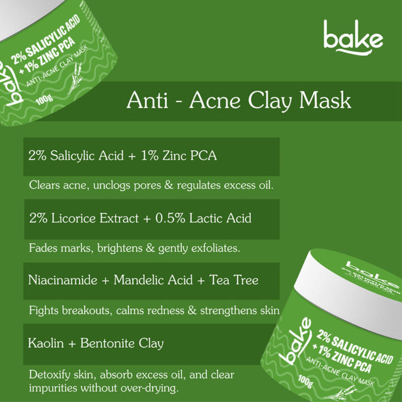 2% Salicylic Acid + 1% Zinc PCA Clay Mask for Anti-Acne, Open Pores, and Blackheads
