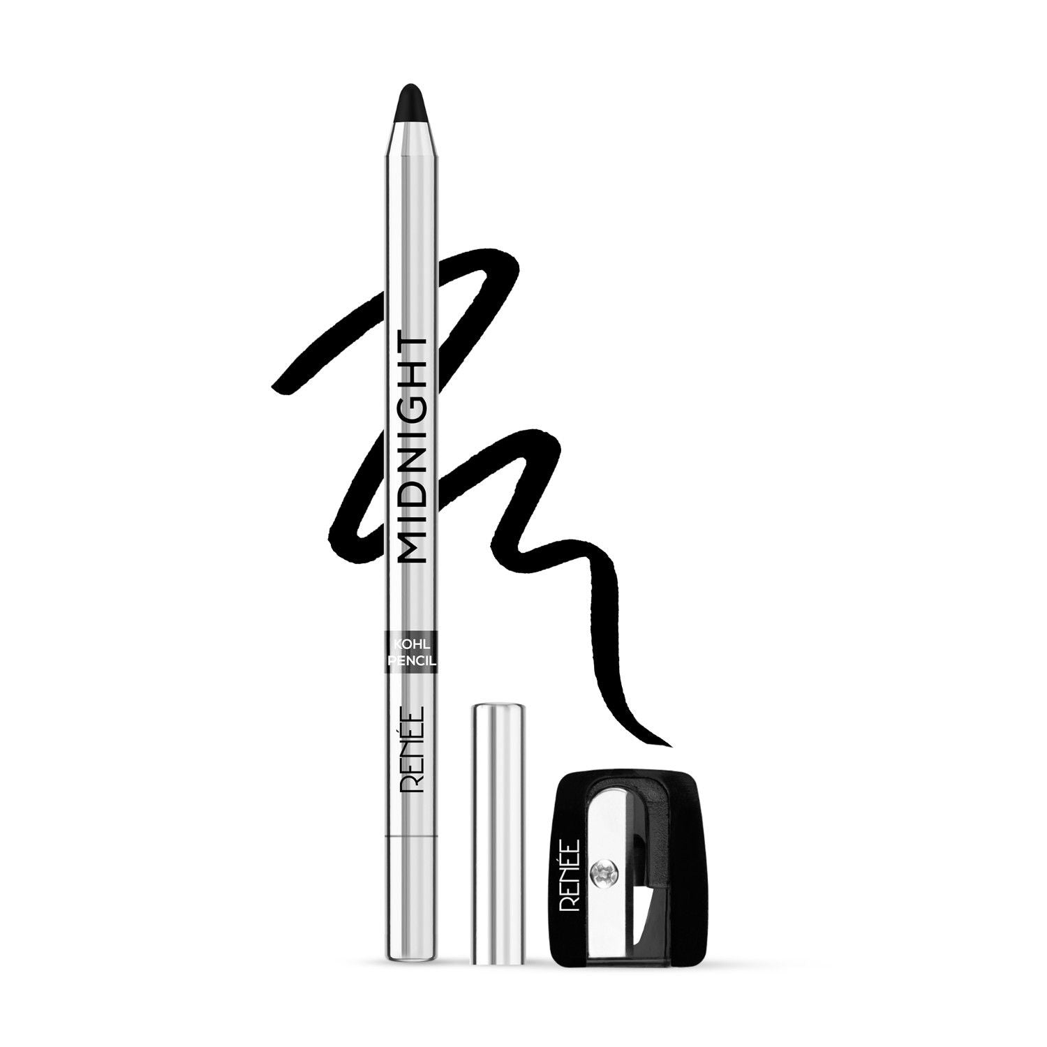 Midnight Kohl Pencil, Waterproof, Smudge-proof, All-Day Kajal with Sharpener