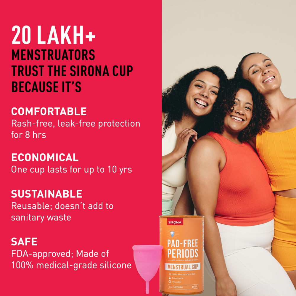Pad-Free Periods Menstrual Cup For Women Medium Protection For Up To 8 Hours