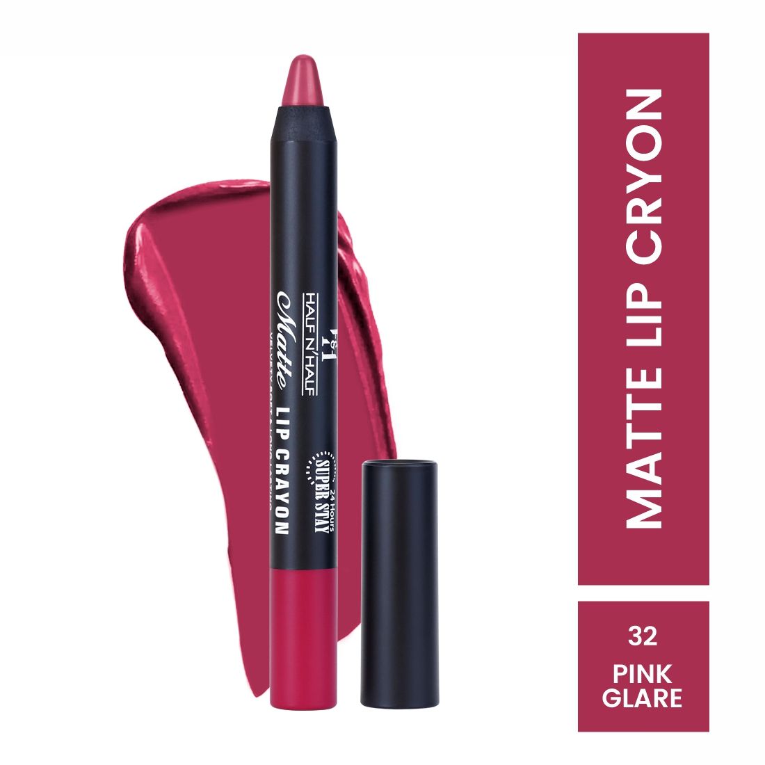 Matte Velvet Soft & Long Lasting 24h Super Stay Lip Crayon - 32 Pink Glare