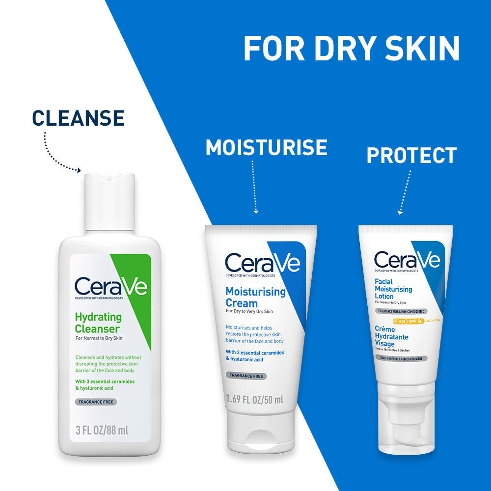 Hydrating Cleanser Non-Foaming Face Wash for Dry Skin with Ceramides, Dermatologist Recommend