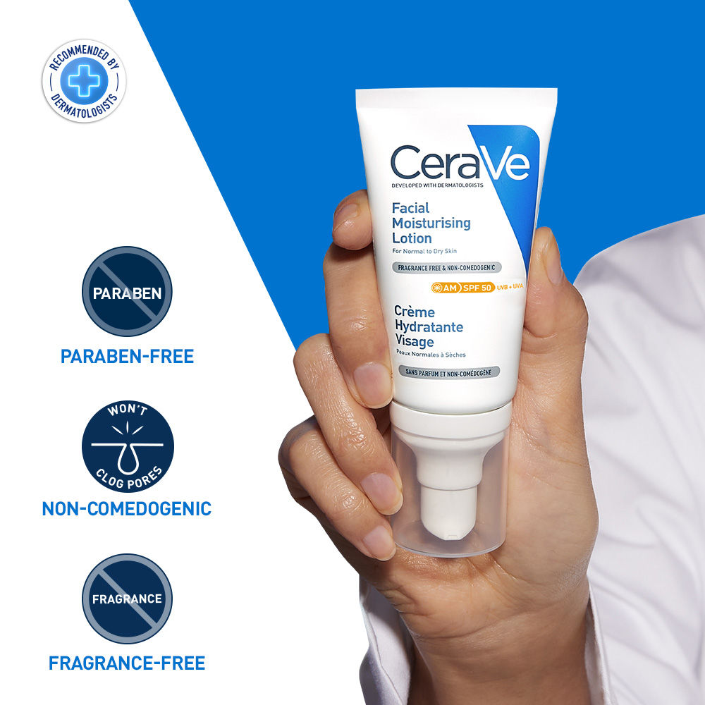 AM Facial Moisturizier With Sunscreen SPF 50 UVB + UVA, Dermatologist Recommended Day Cream