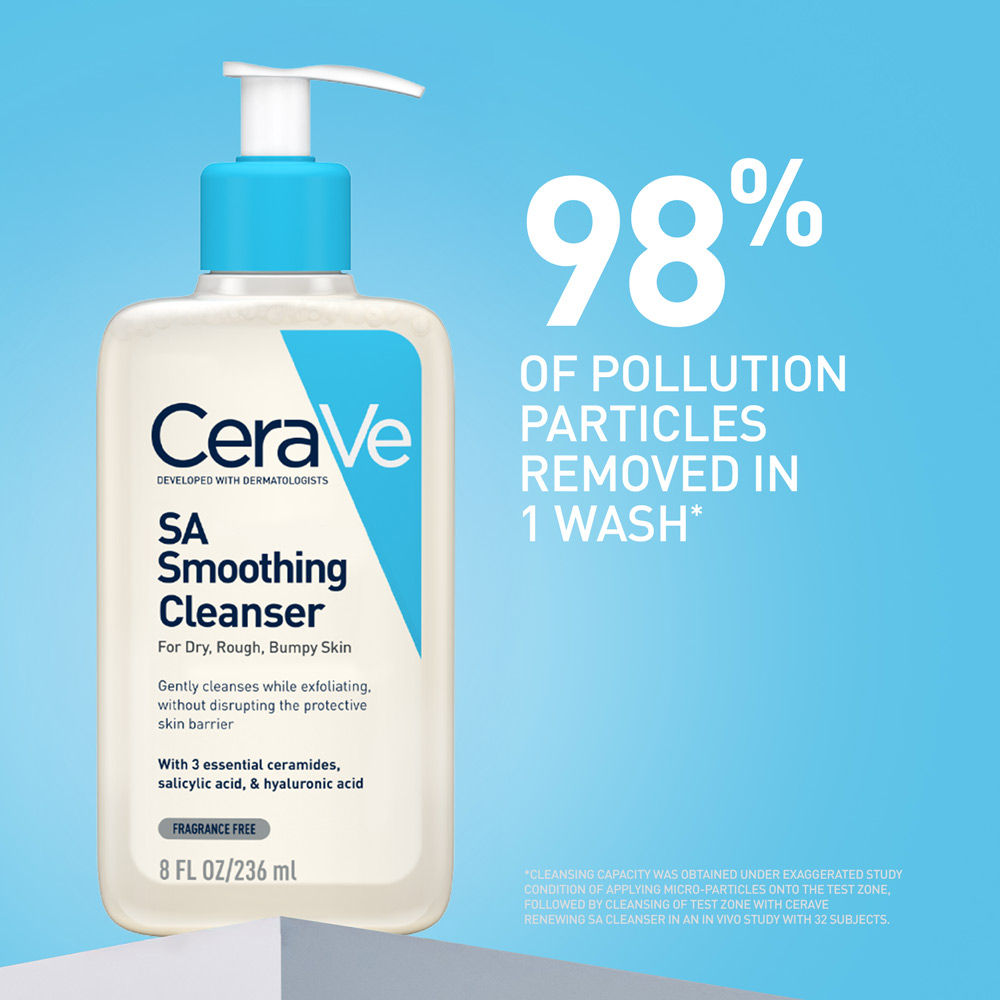 SA Smoothing Cleanser For Dry, Rough & Bumpy Skin, Face Wash With Salicylic Acid & Ceramides