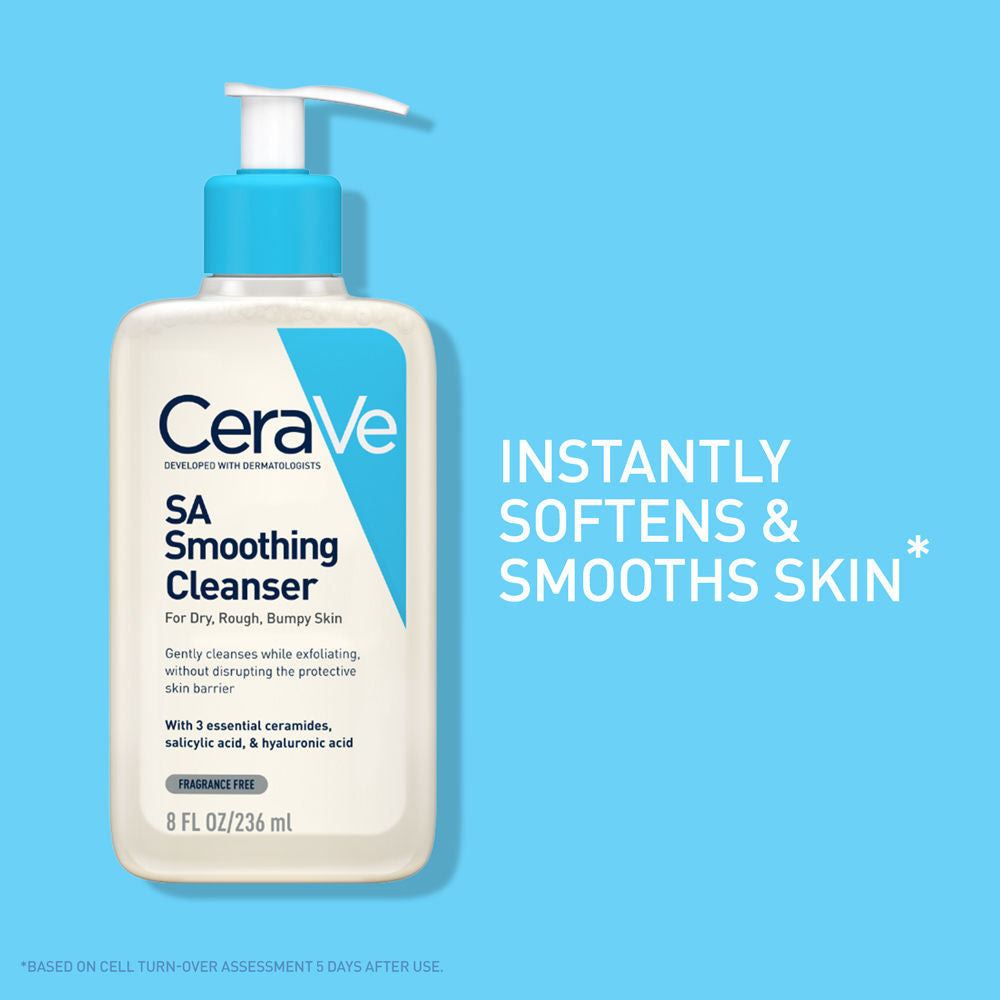 SA Smoothing Cleanser For Dry, Rough & Bumpy Skin, Face Wash With Salicylic Acid & Ceramides