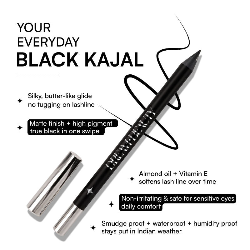 Eclipse Kohl Pencil, Waterproof, Smudgeproof Kajal, Lasts Upto 12Hr - Space Black