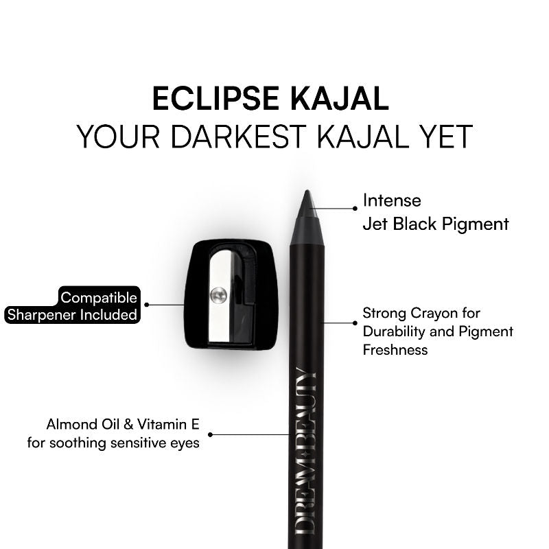 Eclipse Kohl Pencil, Waterproof, Smudgeproof Kajal, Lasts Upto 12Hr - Space Black