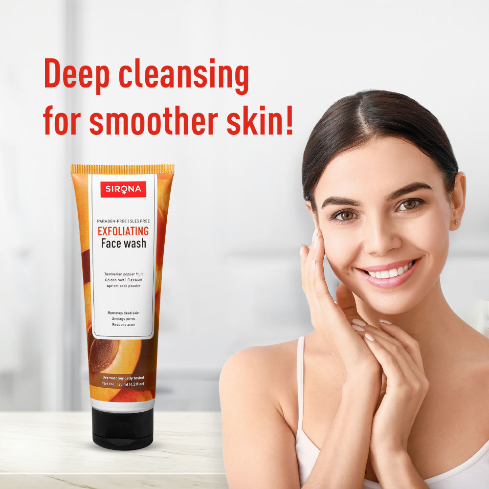 Natural Exfoliating Face Wash With Apricot & Flaxseed Extracts To Reduce Blemishes & Acne