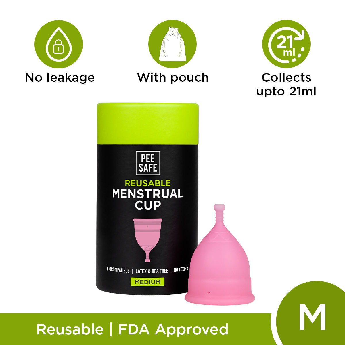 Reusable Menstrual Cup - No leakage,Rash-Free & Upto 12 Hours protection