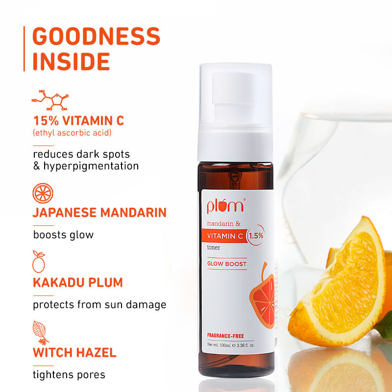 1.5% Vitamin C Alcohol-Free Spray Toner With Mandarin & Witch Hazel For Glow Boost & Open Pores