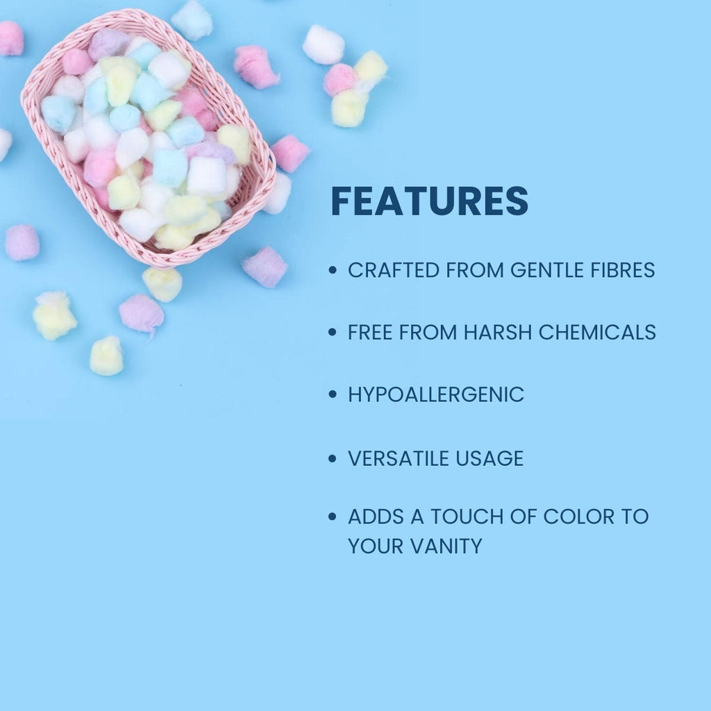 Cotton Balls For Makeup & Nail Paint Removal Face Cleaning Multicoloured Polish Remover Pads