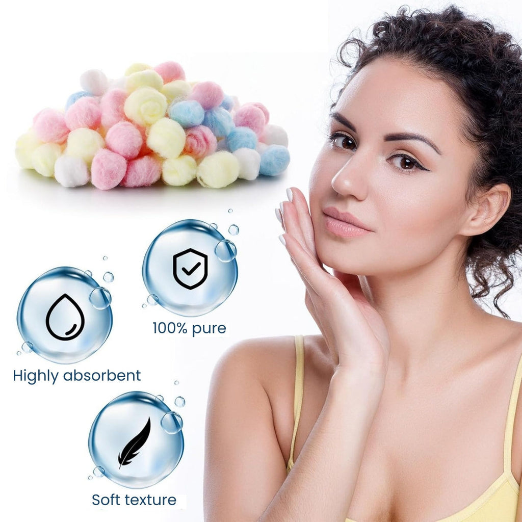Cotton Balls For Makeup & Nail Paint Removal Face Cleaning Multicoloured Polish Remover Pads