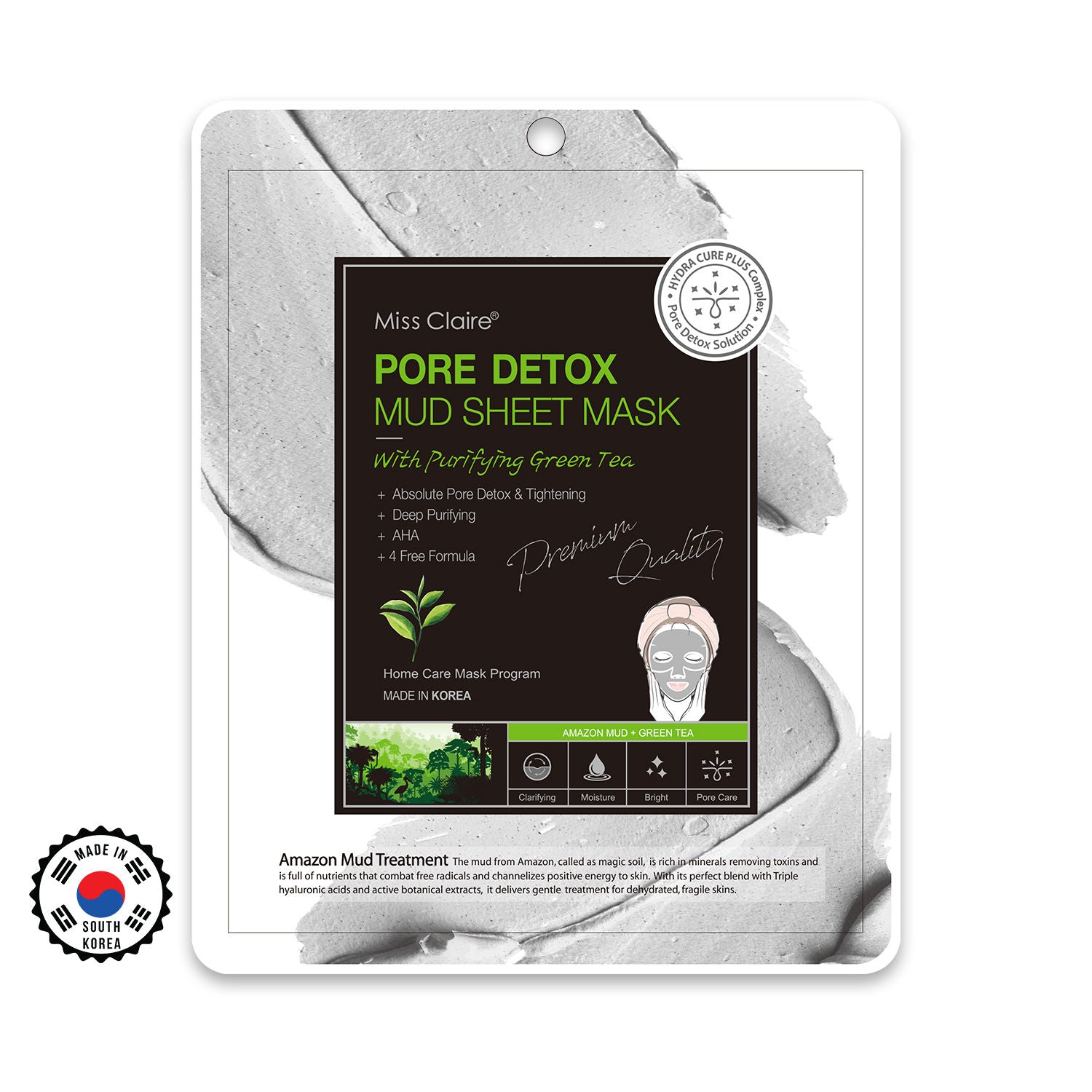 Pore Detox Mud Sheet Mask With Purifying Green Tea