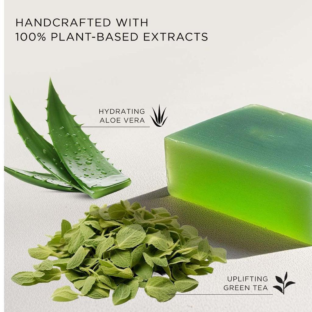 Luxury Green Tea Soap, Handmade Refreshing Creamy Bathing Bar With Aloe Vera & Vitamin E