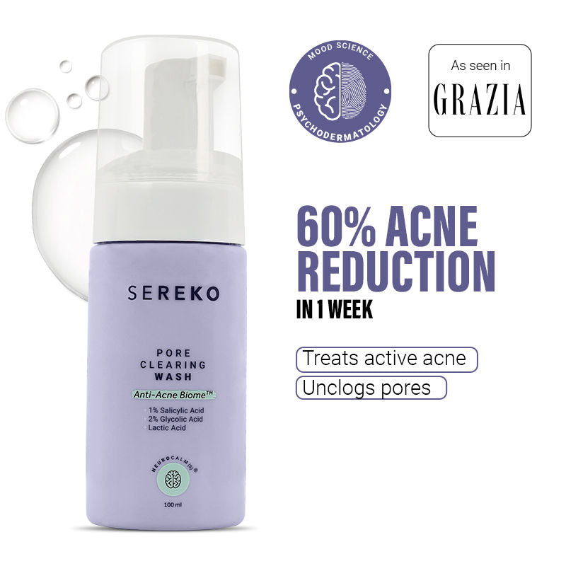 Pore-Clearing Face Wash with 1% Salicylic Acid, 2% Glycolic Acid for Active Acne,Oil Control
