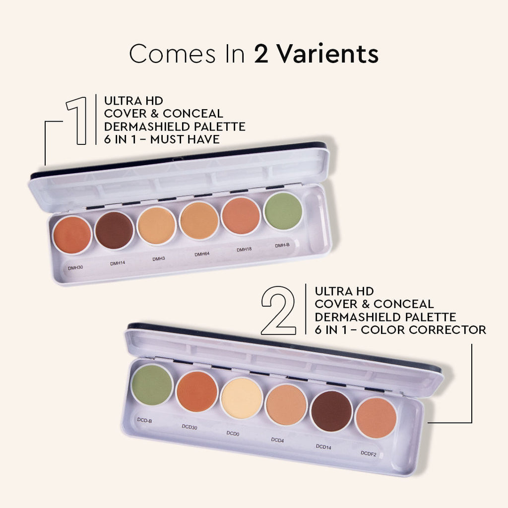 Ultra HD 6 in 1 Camouflage Concealer Corrector Palette Dermashield Must Have Makeup Palette