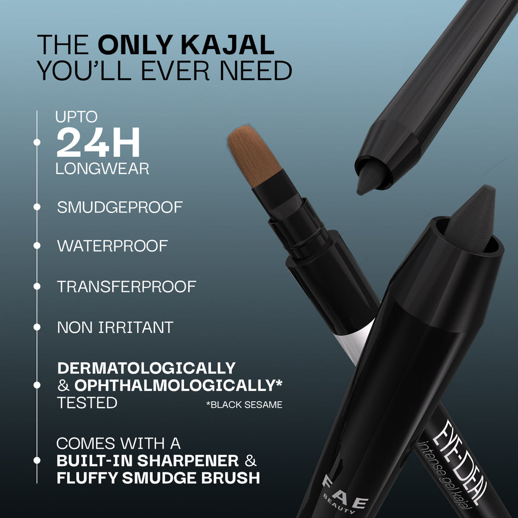 Eye-Deal Kajal - 24Hr Waterproof, Smudge-Proof with in-built Sharpener
