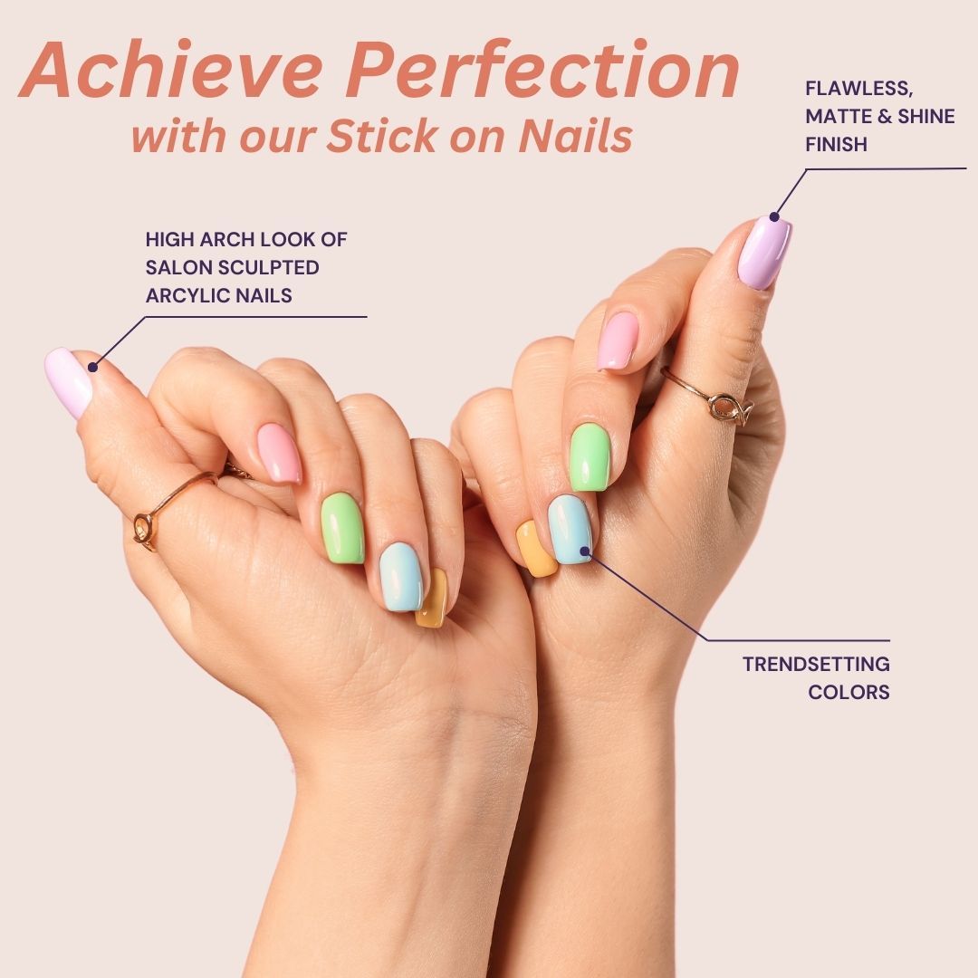 Instant Stick On Nails - Violet Chrome 24 Reusable Artificial Fake Nail Salon Look