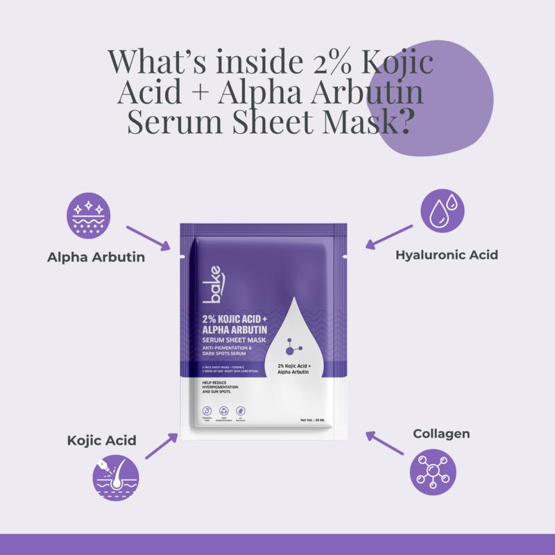 2% Kojic Acid + Alpha Arbutin Sheet Mask For Glowing Skin & Pigmentation
