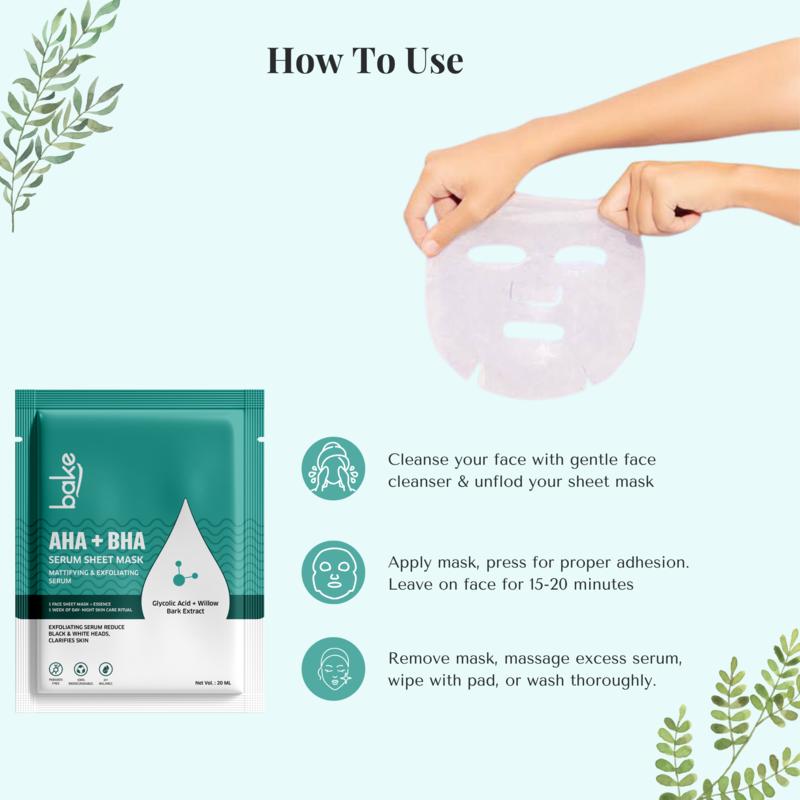 Aha + Bha Serum Sheet Mask For Pigmentation, Pimples & Glowing Skin