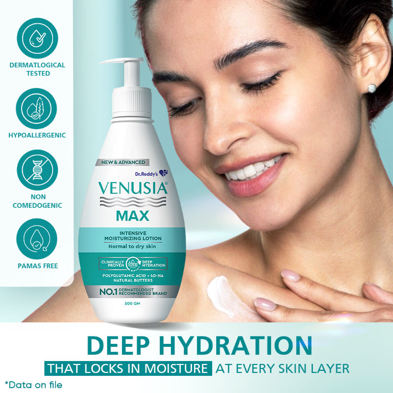 Max Intensive Moisturizing Lotion Normal To Dry Skin With 4D Hyaluronic + Polyglutamic Acid