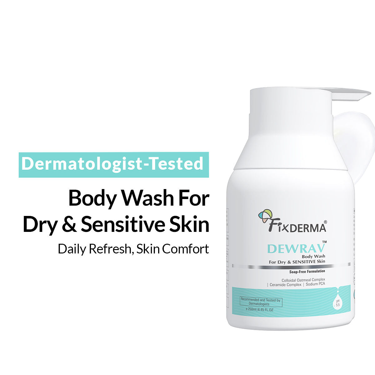 Dewrav Body Wash for Dry & Sensitive Skin with Ceramide Complex, Repair Skin Barrier